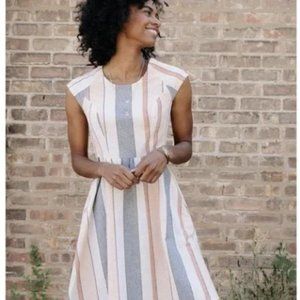 067 MATA TRADERS Lovely Lines Dress Pastel Stripes sz M Women's
